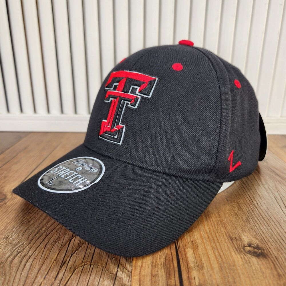 Texas Tech Red Raiders Zephyr NCAA Stretch Sz L Hat Black Red College Fitted Cap